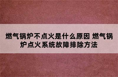 燃气锅炉不点火是什么原因 燃气锅炉点火系统故障排除方法